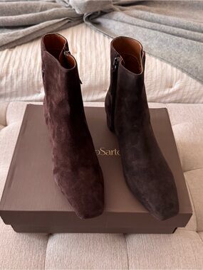 Franco Sarto Dark Brown Suede Ankle Boots Luella